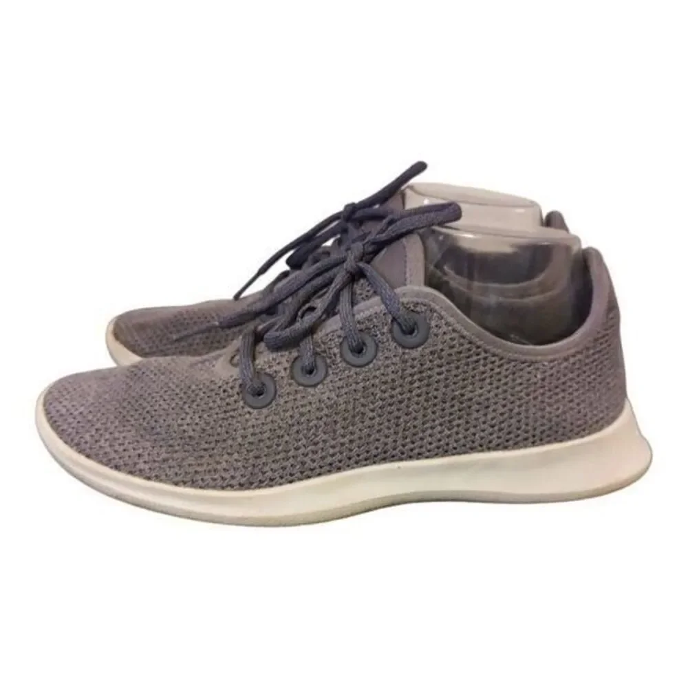 Allbirds Women's Tree Runners Knit Sneakers Lace Up Low Top Gray/Blue Size 9